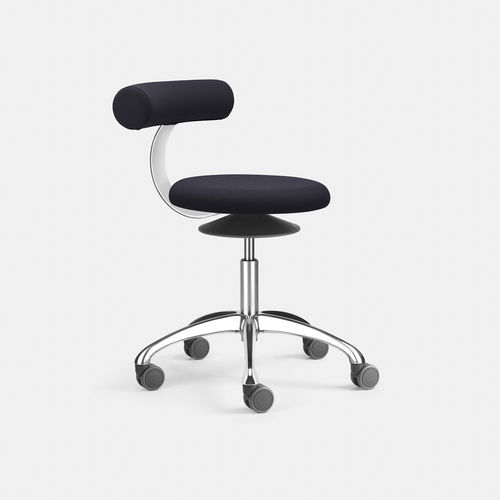 Chaise de travail en chrome - AOGO - Löffler Bürositzmöbel GmbH - en cuir / piètement étoile / à roulettes