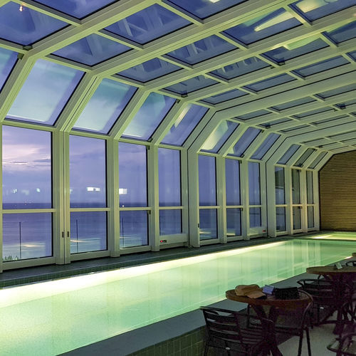 Abri de piscine haut - EVOLUTION LEAN-TO - Libart Enclosure Systems - adossé / télescopique / en aluminium