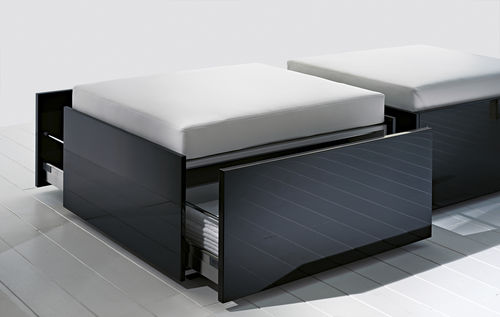 Pouf contemporain - LESS - RI.FRA MOBILI - en tissu / rectangulaire / avec rangement