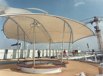 Structure tendue câble-membrane - AWNINGS - ACS-PRODUCTION - pour couverture / pour abri / avec membrane en pvc