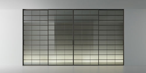 Porte d'intérieur - SOHO - RIMADESIO - en noyer / en aluminium / coulissante