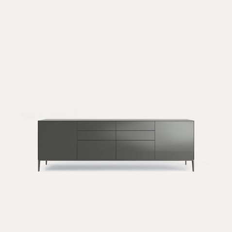 Buffet contemporain - SELF UP - RIMADESIO - en verre laqué / en aluminium / noir