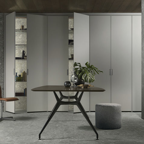 Porte de dressing en aluminium - COVER - RIMADESIO - battante / vitrée / double