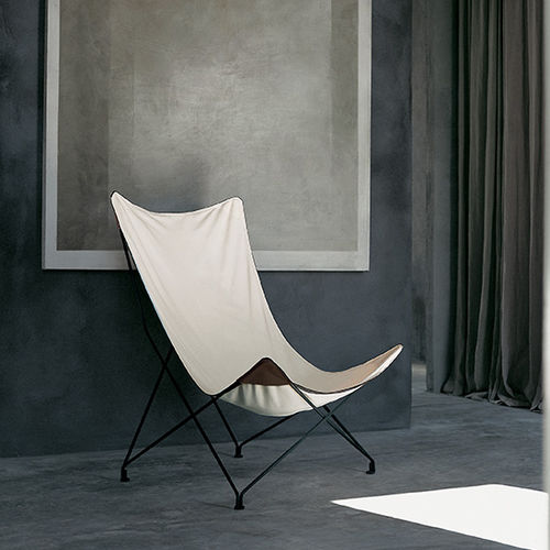 Fauteuil contemporain - LAWRENCE 390 - RODA - en toile / en cuir / en acier inoxydable