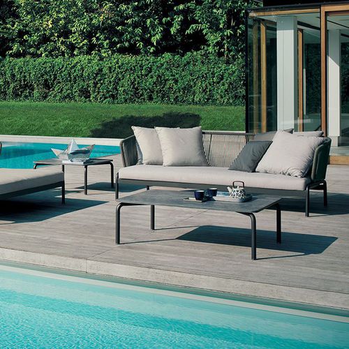 Table basse contemporaine - SPOOL 006 - RODA - en grès cérame / en pierre / avec piètement en acier inoxydable laqué