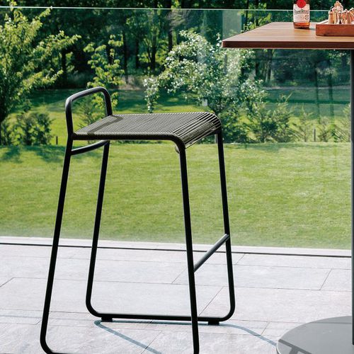 Tabouret de bar contemporain - HARP 350 - RODA - en polyester / avec piètement en acier inoxydable / luge
