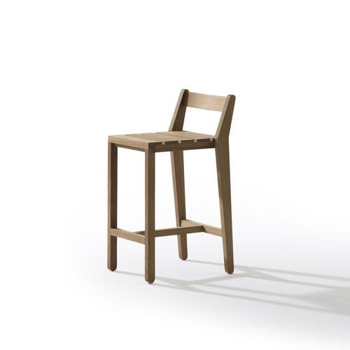 Chaise de bar contemporaine - ZANIA 050 - RODA - d'extérieur / en iroko / avec piètement en iroko