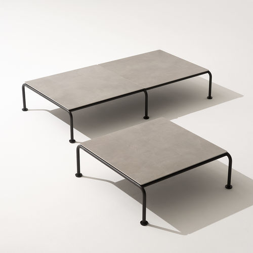 Guéridon contemporain - STRESA 104 + 105 - RODA - en tissu / en grès / avec piètement en aluminium