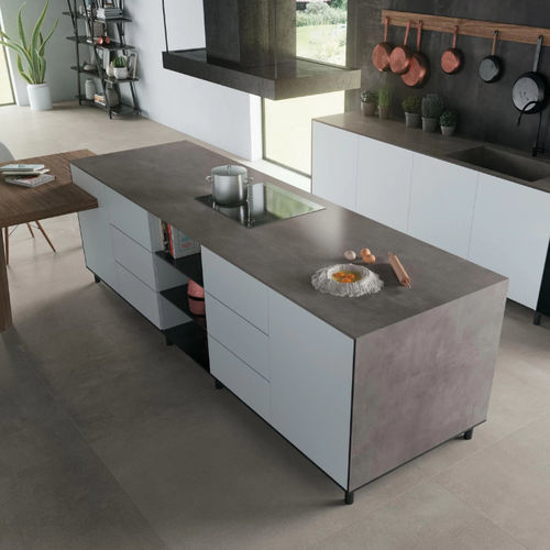 Plan de travail en grès cérame - BOOST - Atlas Concorde - d'intérieur / gris / blanc