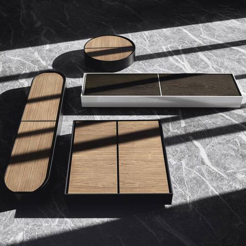 Table basse contemporaine - FLAP - Living Divani - en bois / en HPL / avec piètement en acier