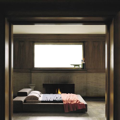 Lit double - EXTRA WALL - Living Divani - contemporain / tapissé / avec tête de lit tapissée