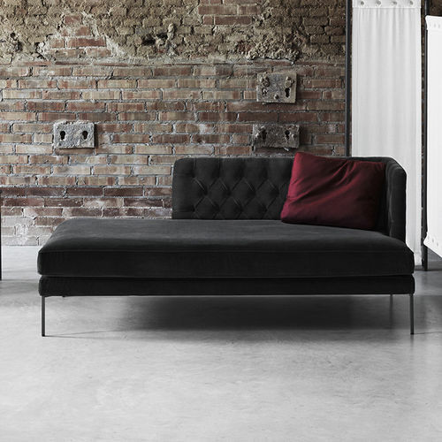 Méridienne contemporaine - LIPP - Living Divani - en tissu / en cuir / en bois