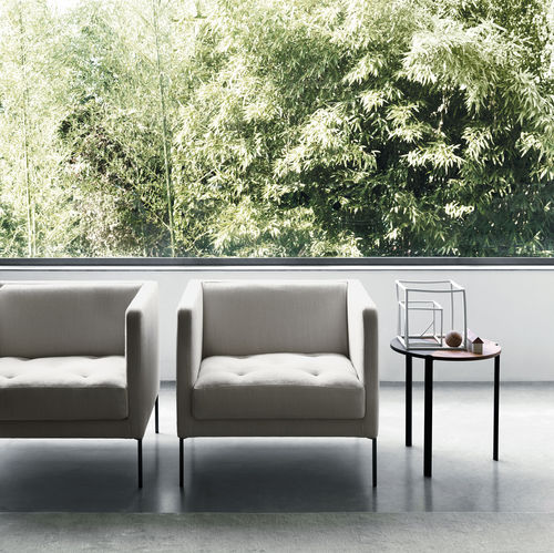 Fauteuil contemporain - EASY LIPP - Living Divani - en tissu / en cuir / en sapin