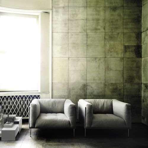 Fauteuil contemporain - ROD - Living Divani - en tissu / en cuir / en acier