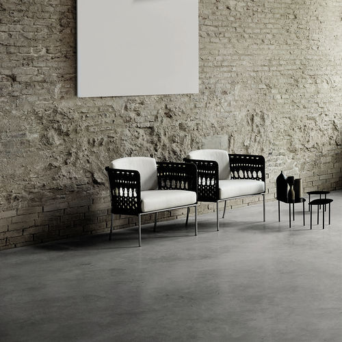 Fauteuil contemporain - TOMBOLO - Living Divani - en tissu / en acier inoxydable / en corde