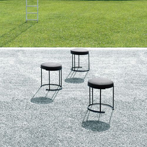 Tabouret contemporain - NINA - Living Divani - en cuir / en tissu / avec piètement en acier