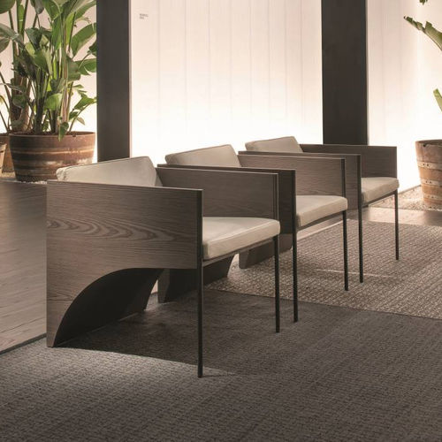 Fauteuil contemporain - Ark - Living Divani - en tissu / en cuir / en contreplaqué
