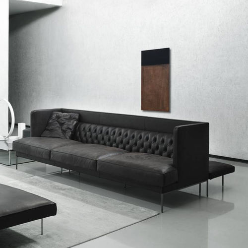 Canapé contemporain - LIPP - Living Divani - en tissu / en cuir / avec accoudoirs