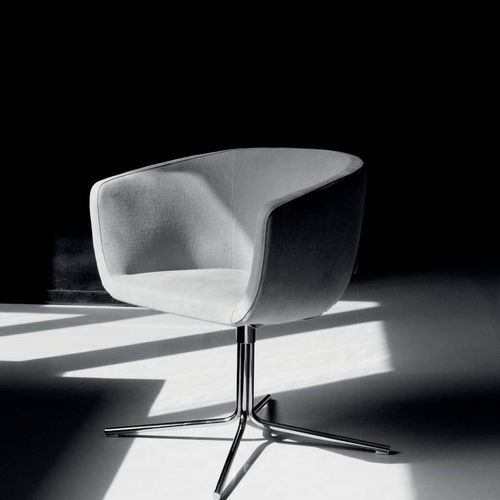 Fauteuil contemporain - MINI JELLY - Living Divani - en tissu / en cuir / en acier chromé