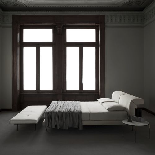 Lit double - SUMO - Living Divani - contemporain / tapissé / avec tête de lit