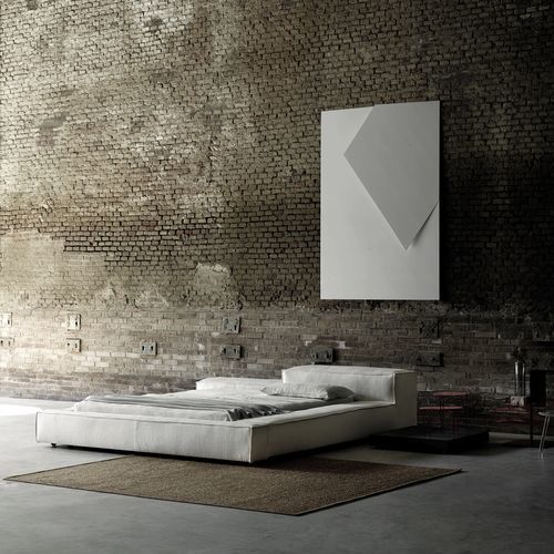 Lit double - EXTRASOFT - Living Divani - contemporain / tapissé / avec tête de lit