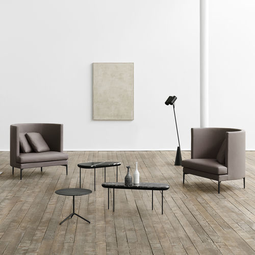 Fauteuil contemporain - Clan - Living Divani - en tissu / en cuir / en bois