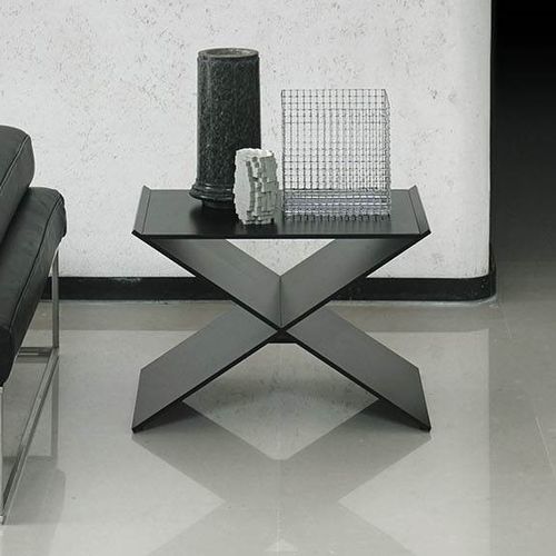 Table d'appoint design minimaliste - ANIN - Living Divani - en cuir / en tissu / avec piètement en métal
