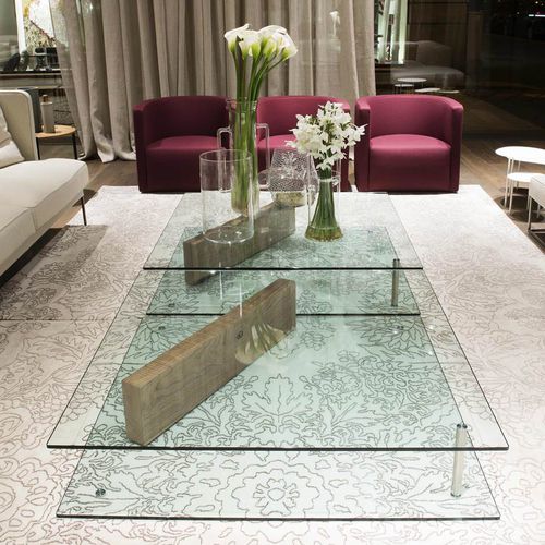 Table basse contemporaine - PLANE - Living Divani - en verre / en bois / en marbre