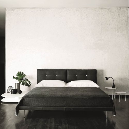 Lit double - ROD  - Living Divani - simple / contemporain / tapissé