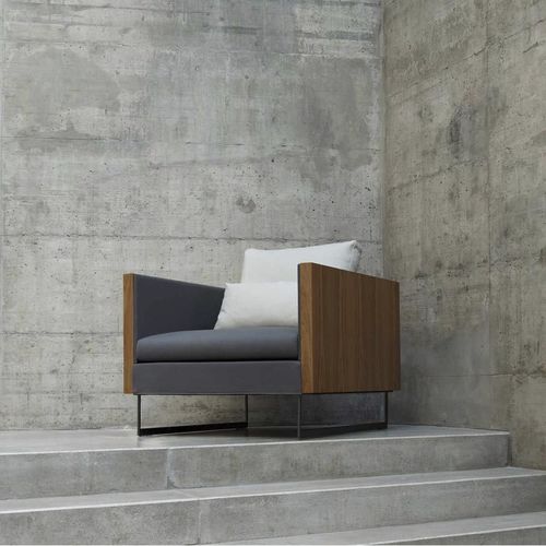 Fauteuil contemporain - DECK - Joquer - en tissu / en cuir / en noyer américain