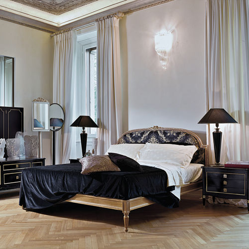 Lit double - ART. 2267 - SALDA ARREDAMENTI - de style Louis XVI / avec tête de lit tapissée / en tissu