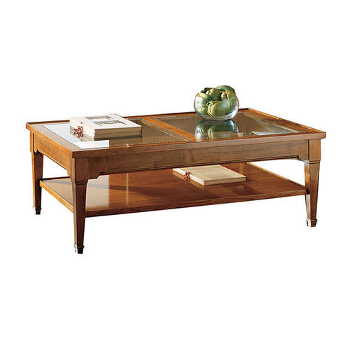 Table basse de style Louis XVI - ART. 8417 - SALDA ARREDAMENTI - en cerisier / en verre / rectangulaire