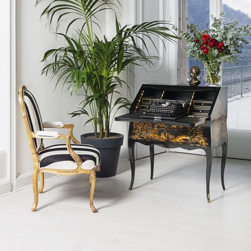 Meuble secrétaire de style Louis XV - ART. 8382 - SALDA ARREDAMENTI - en bois / en cuir / avec rangement intégré