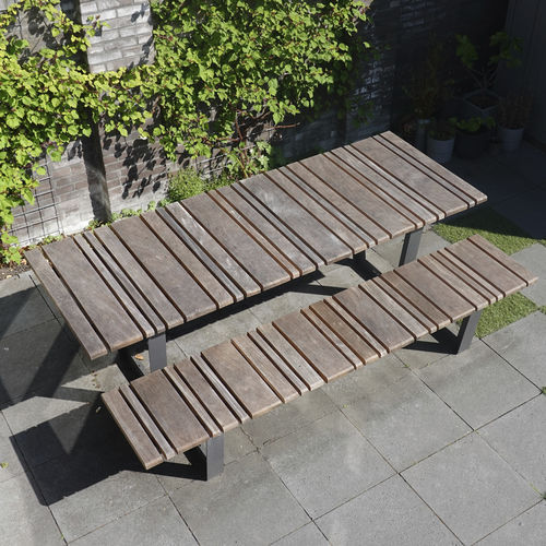 Table de pique-nique contemporaine - HIGHLIFE III - Streetlife - en bambou / avec piètement en acier galvanisé / avec piètement en acier thermolaqué