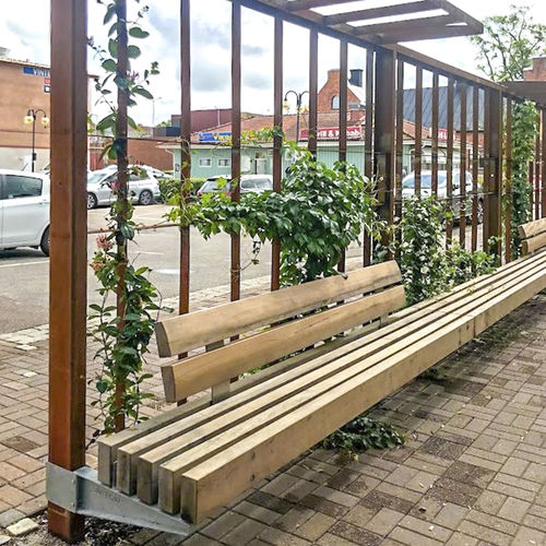 Banc public contemporain - GREEN SCREEN SYSTEM - Streetlife - en acier galvanisé / en acier corten / avec dossier