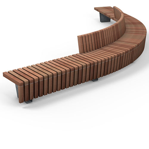 Banc public contemporain - SOLID SKIRT - Streetlife - en béton / en bois / en pierre