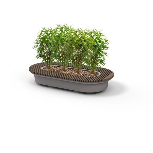 Banc public contemporain - LEAN GREEN OBLONG  - Streetlife - en bois de feuillus / en bambou / sans accoudoirs