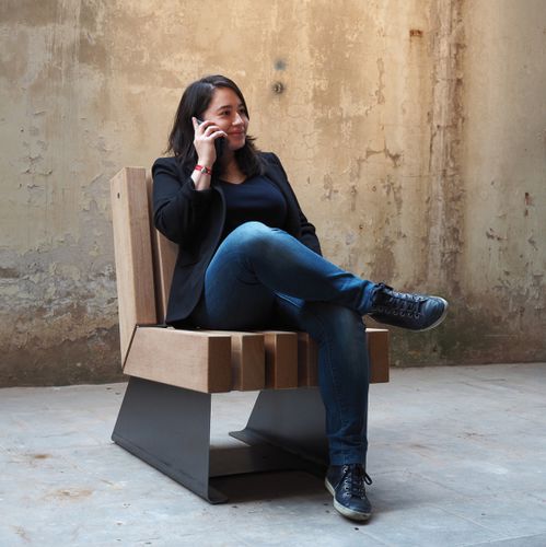 Fauteuil urbain contemporain - Rough&Ready Lounge  - Streetlife - en bois de feuillus / en acier galvanisé / avec dossier haut