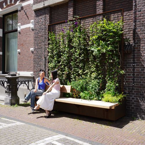 Jardinière en acier COR-TEN® - BENTO BIG GREEN - Streetlife - en acier à revêtement par poudre / bois / rectangulaire