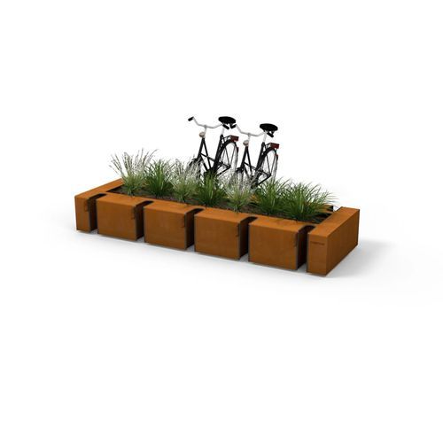 Range-vélo au sol - SOLID GREEN - Streetlife - sécurisé / double / avec jardinière intégrée