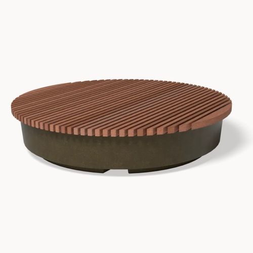 Banc public en plastique recyclé - LEAN PODIUM DISCS - Streetlife - en fibre de verre / en bambou / bois