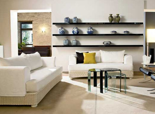 Canapé contemporain - LEDA - Dolcefarniente by DFN srl - blanc / en osier / 2 places