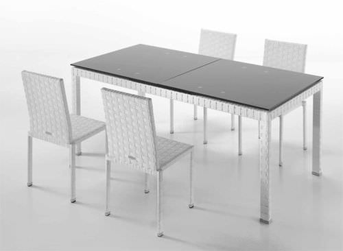 Table à manger contemporaine - PALINURO - Dolcefarniente by DFN srl - en verre / en résine tressée / en teck