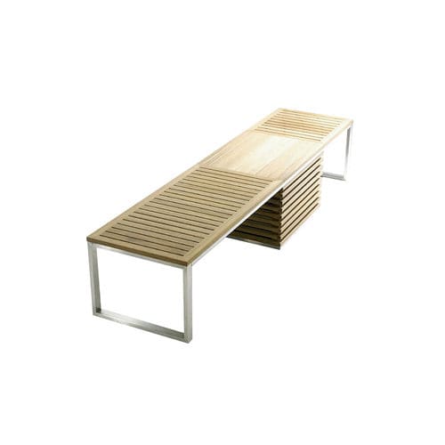 Banc de jardin contemporain - TAJI - KENKOON - en teck / en inox