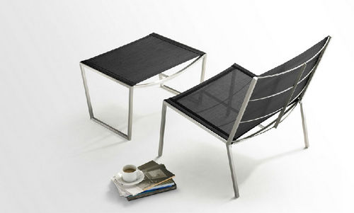Fauteuil contemporain - TT - KENKOON - en maille / en acier inoxydable / avec repose-pieds
