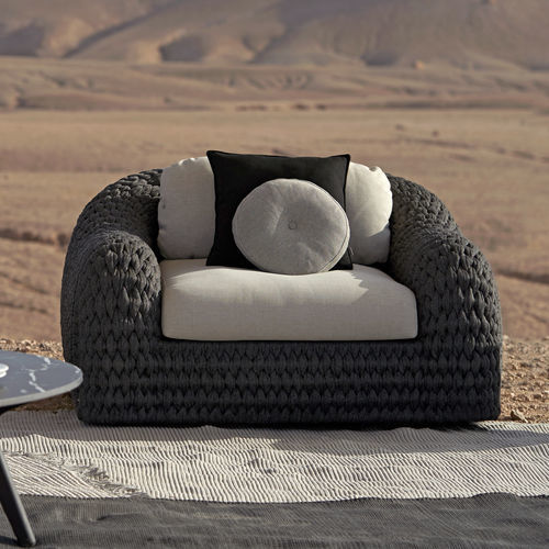 Fauteuil contemporain - Kobo - MANUTTI - en tissu / en corde / avec coussin amovible