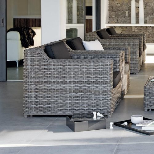 Fauteuil contemporain - San Diego - MANUTTI - en tissu / en rotin / en osier