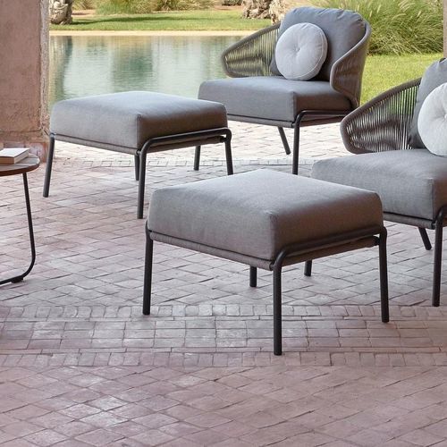 Repose-pied contemporain - Radoc - MANUTTI - en tissu / en acier inoxydable / en corde