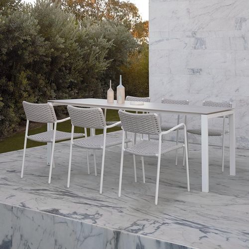 Table à manger contemporaine - Trento  - MANUTTI - en céramique / avec piètement en acier inoxydable / rectangulaire