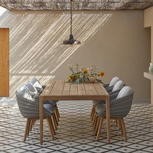 Table à manger contemporaine - Sunrise  - MANUTTI - en teck / avec piètement en teck / rectangulaire